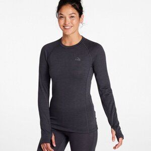 Women's L.L.Bean Midweight Base Layer Crew Top - Small, Black